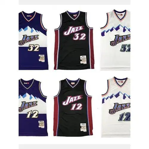 nba球衣批发爵士队12#斯托克顿32马龙复古刺绣篮球服运动夏季训练