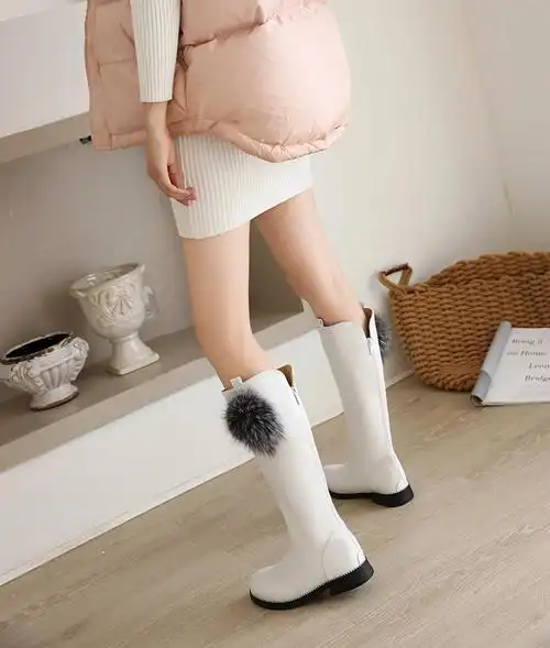 小女孩儿童长筒靴女童长靴子春秋新款公主时装高筒靴骑士靴单靴加绒