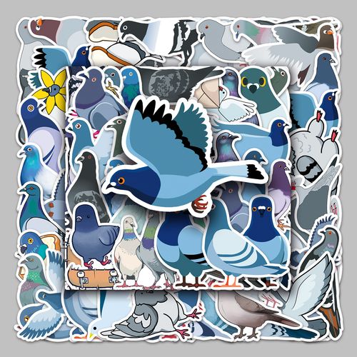 50张鸽子动物卡通行李箱贴纸防水涂鸦贴纸滑板车电脑平板卡通装饰