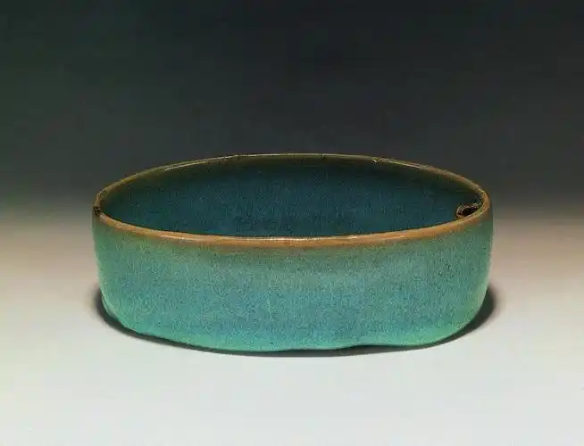 0335北宋金钧窑天蓝釉椭圆形笔洗