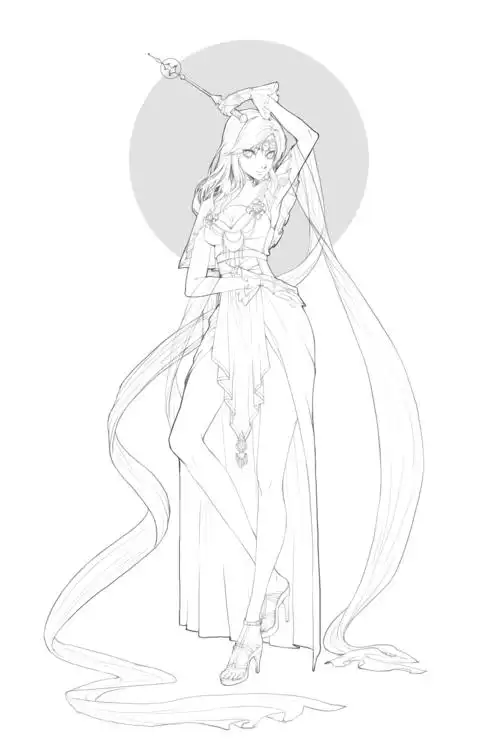 p站画师作品立绘线稿