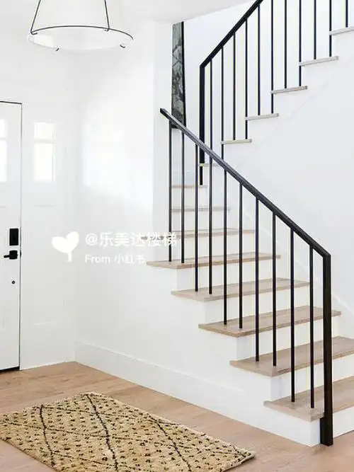 极简楼梯扶手栏杆简约现代铁艺无大柱安装