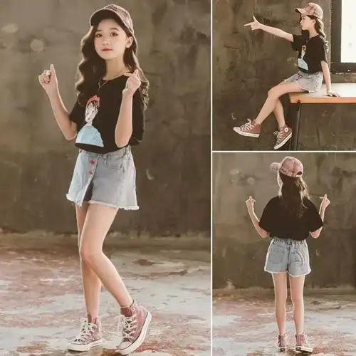 女童夏装时尚套装2021新款网红洋气儿童夏季女孩12岁中大童童装裙