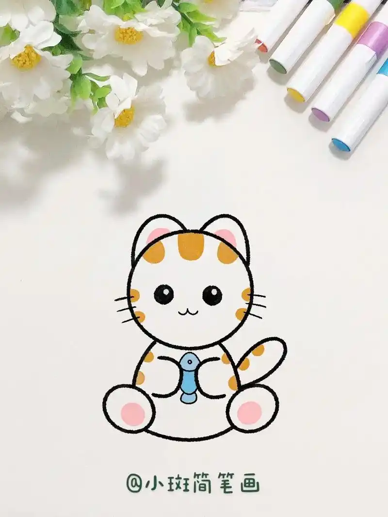 用三个圆画可爱的小猫,这个画法超简单一学就 - 抖音