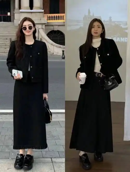 黑色半身裙让你搭配不纠结,好搭_时尚_女生_上衣