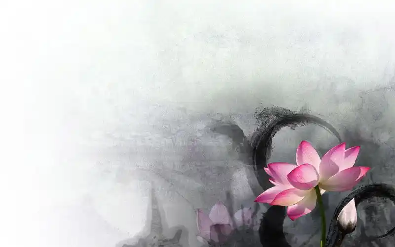 莲花水墨画电脑壁纸
