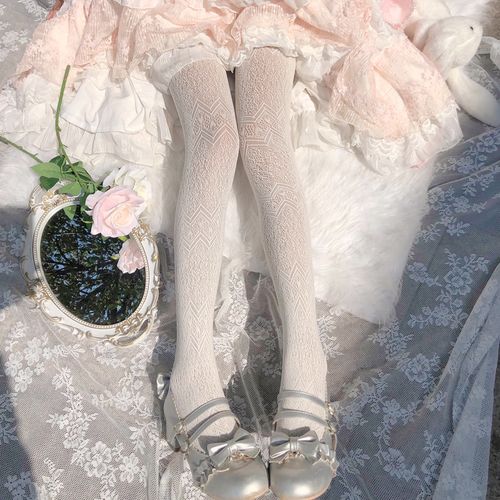 白丝袜女蕾丝复古甜美仙气显瘦百搭连裤袜少女软妹日系lolita袜子