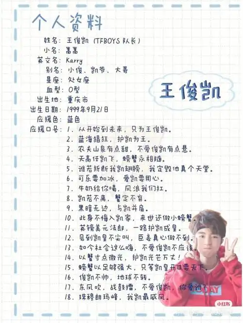 从网上找来的王俊凯个人介绍