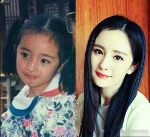 杨幂小时候和长大后高清对比图说越长越丑的看下