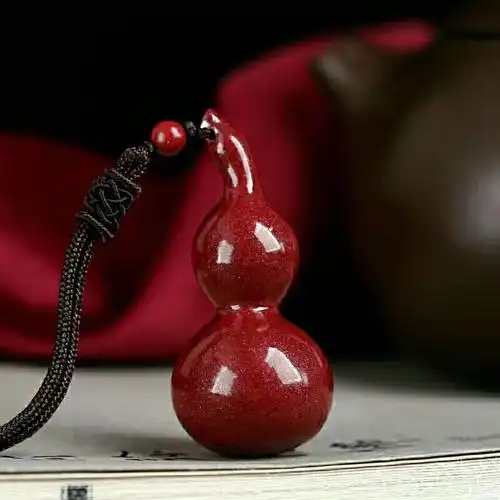 天然原矿石朱砂紫金砂大葫芦吊坠 女本命年项链男饰品礼物