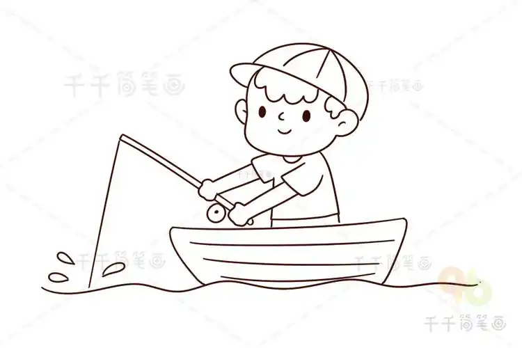 钓鱼的男孩简笔画_兴趣运动简笔画