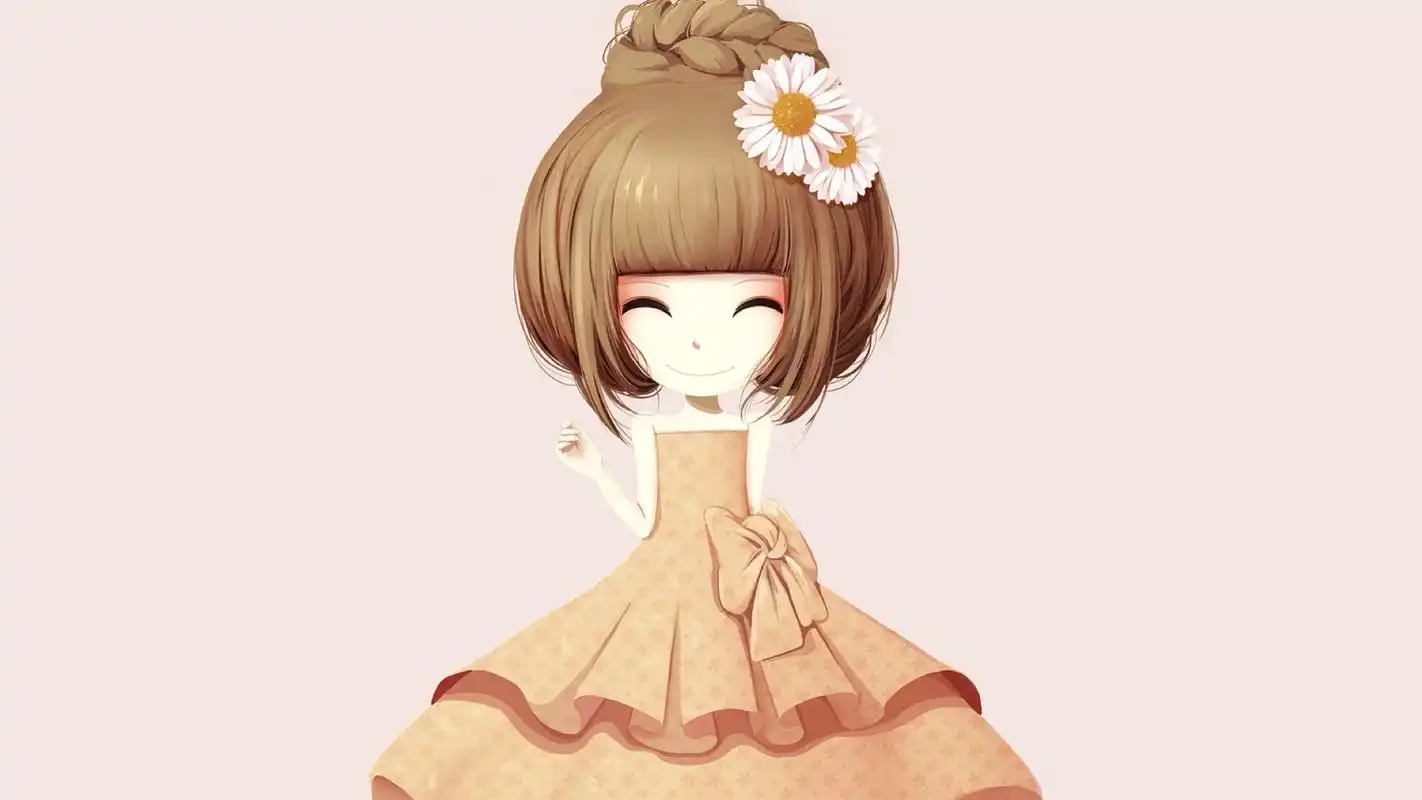 花花姑娘可爱卡通电脑桌面壁纸