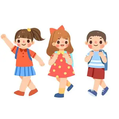 儿童卡通学校校园开学季男生女生人物手绘素材