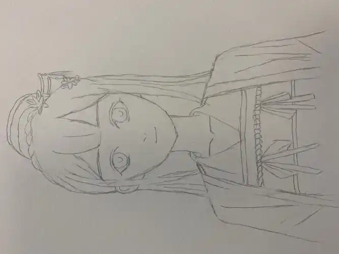 彩铅画古风二次元少女