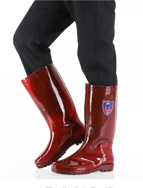 118茶色高筒长筒矿工靴男士雨鞋速干无内里布防滑防油防酸碱雨靴