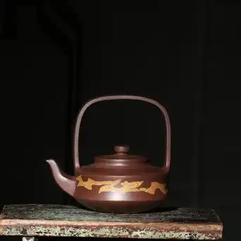 宜兴紫砂茶壶原矿老紫泥吕尧臣绞泥提梁提壁壶一厂老壶台湾回流