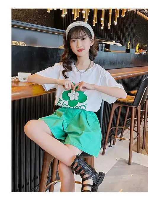 简霏10岁女孩衣服夏装套装中大童夏季休闲风小学生9-12岁女童儿童服装