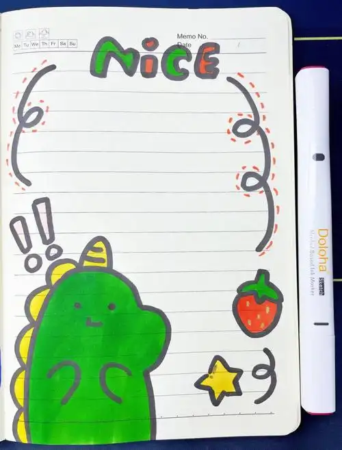 小恐龙03萌系卡通手帐插图排版附色号