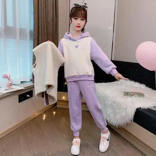 香忊 女童衣服冬装儿童小孩10岁11岁9一12岁小女孩子衣服套装冬季服装