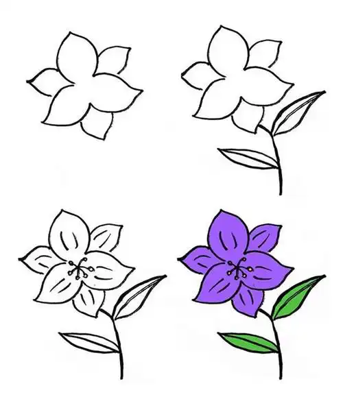 一大波漂亮的花朵简笔画画法步骤图简单几笔就能画出来