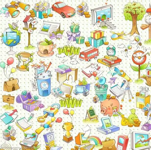 手绘风格可爱物品图片