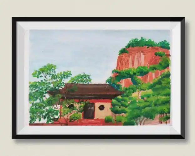 油画棒风景画画练习6→丹霞山