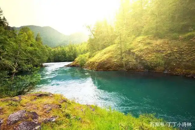 踩过鹅卵石 拥抱阳光明媚的金色田园 - 冬日,小河静静流淌 挽着白雪