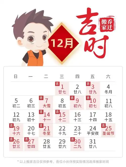 2021年12月搬家吉日出炉!有13天喔