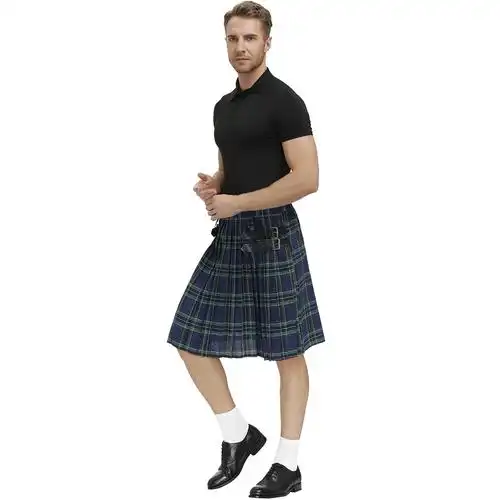 m-xl男士格子裙 苏格兰节日裙男装格纹百褶裙男生裙 舞台表演短裙