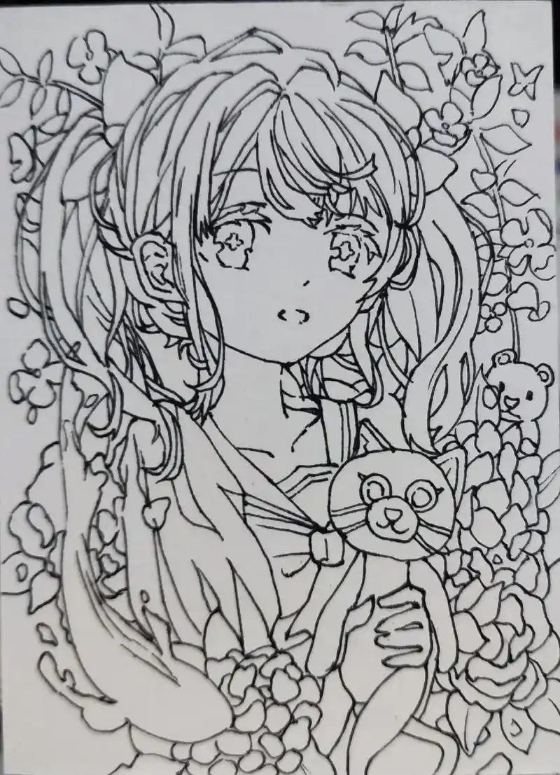 画画 #二次元人物 #小可爱 #线稿  - 抖音