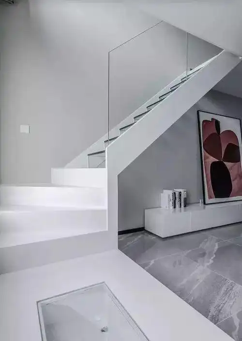 69平现代极简风loft装修玻璃楼梯谁见过