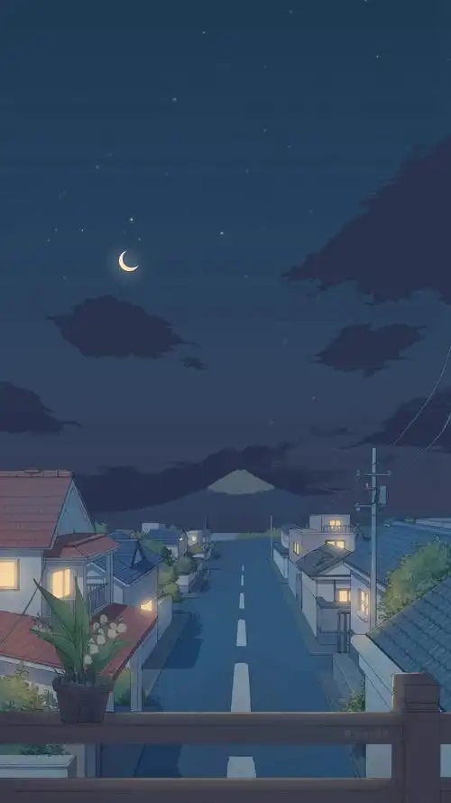 唯美治愈动漫小镇风景手机壁纸