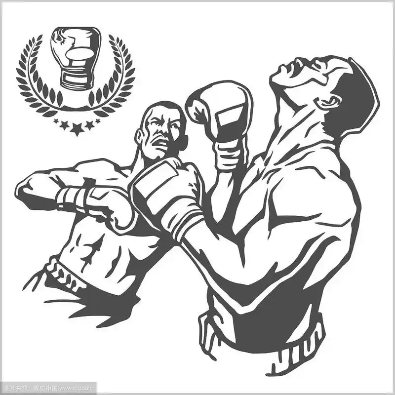 两个拳击手之间的打斗-单色