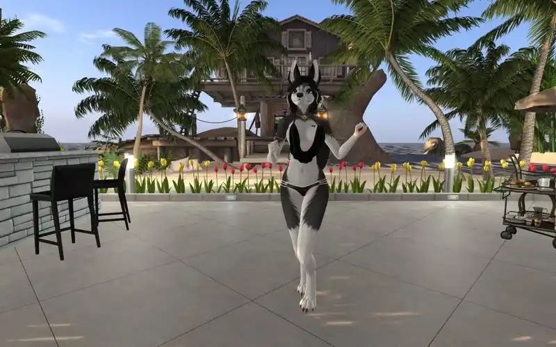 second life】furry dance - pink cat