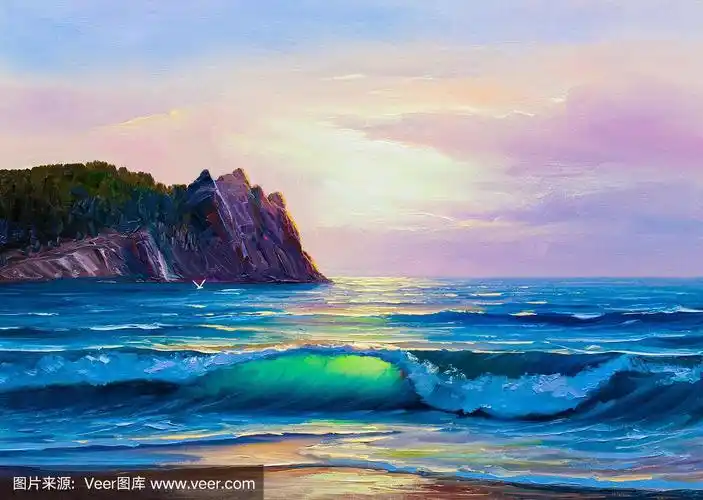 画海景.海浪.