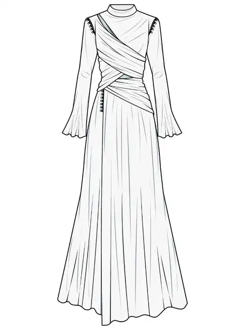 服装款式图上百款连衣裙平面款式图线稿专题