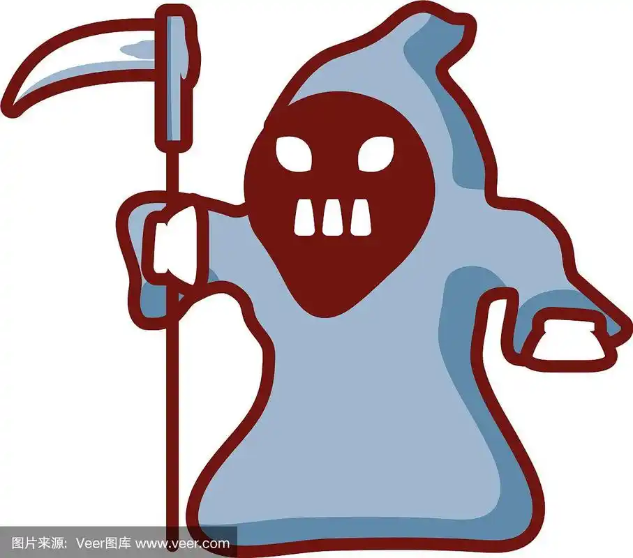 白色背景上的卡通死亡