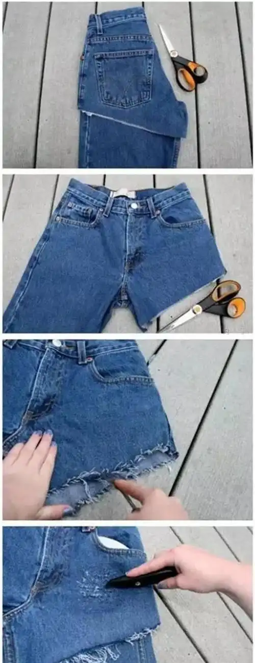 怎么让图片平铺破洞牛仔裤怎么剪破洞牛仔的做法图解教程