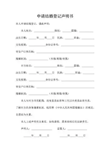 申请结婚登记声明书002doc1页