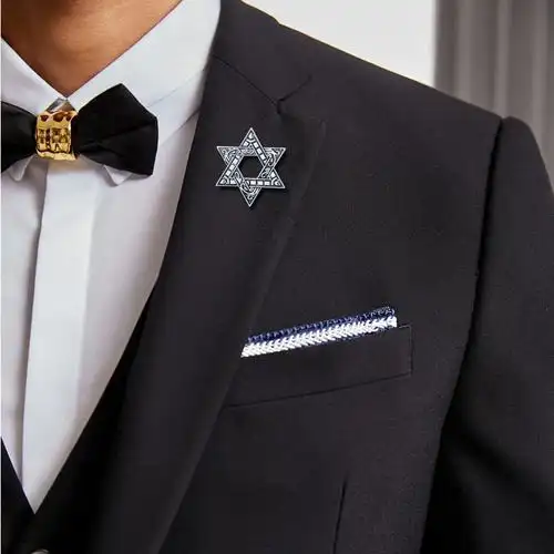 复古高档六芒星胸针男士西装服饰商务别针徽章胸针