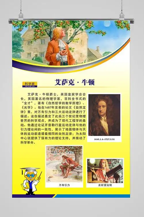 世界科学家挂图牛顿人物展板 海报