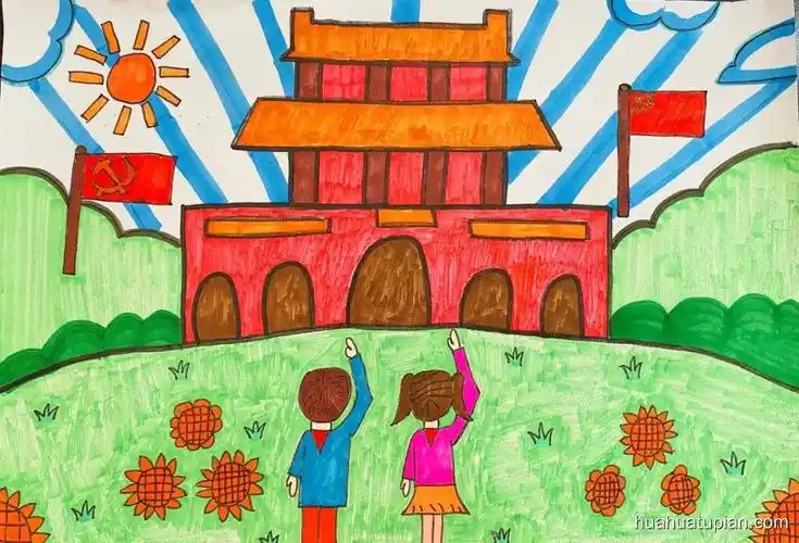 展美丽中国 庆七一建党百年绘画欣赏-画画图片大全