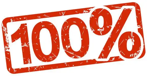 百分百服务带文字的红色邮票100%照片