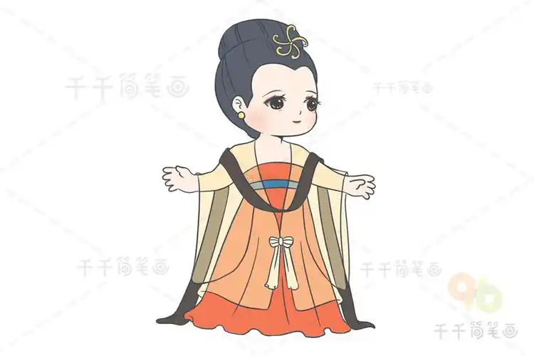 q版唐朝女子 古风人物画_古风人物简笔画
