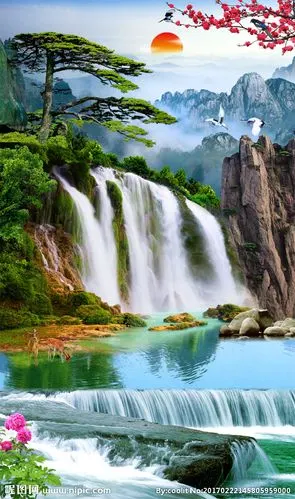 屏风山水画设计图__风景_psd分层素材_设计图库_昵图网nipic.com