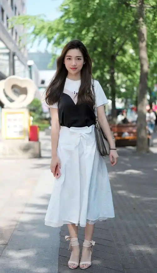 杭州路人街拍好身材气质女神吊带搭配引围观