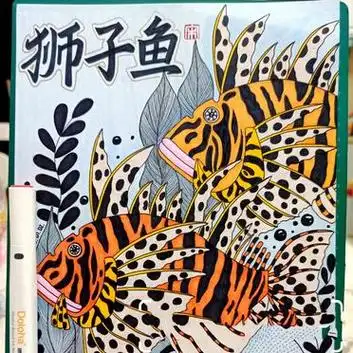 创意线描画《狮子鱼