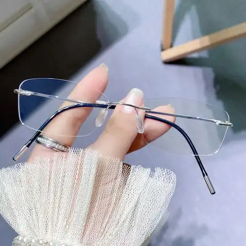 纯钛无边边框眼镜女可近视度数小红书同款素颜定制成品光学镜