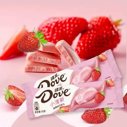 草莓巧克力德芙曲奇奇白42g12条水果女友礼物白巧克力