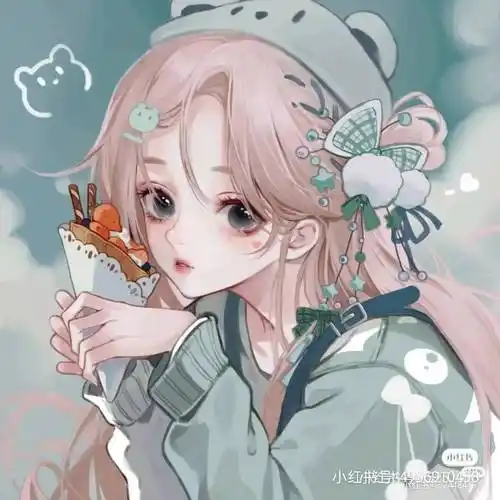 参考例图q版可爱女生头像,动物系有狗狗耳朵,现代甜酷风格,会走节点